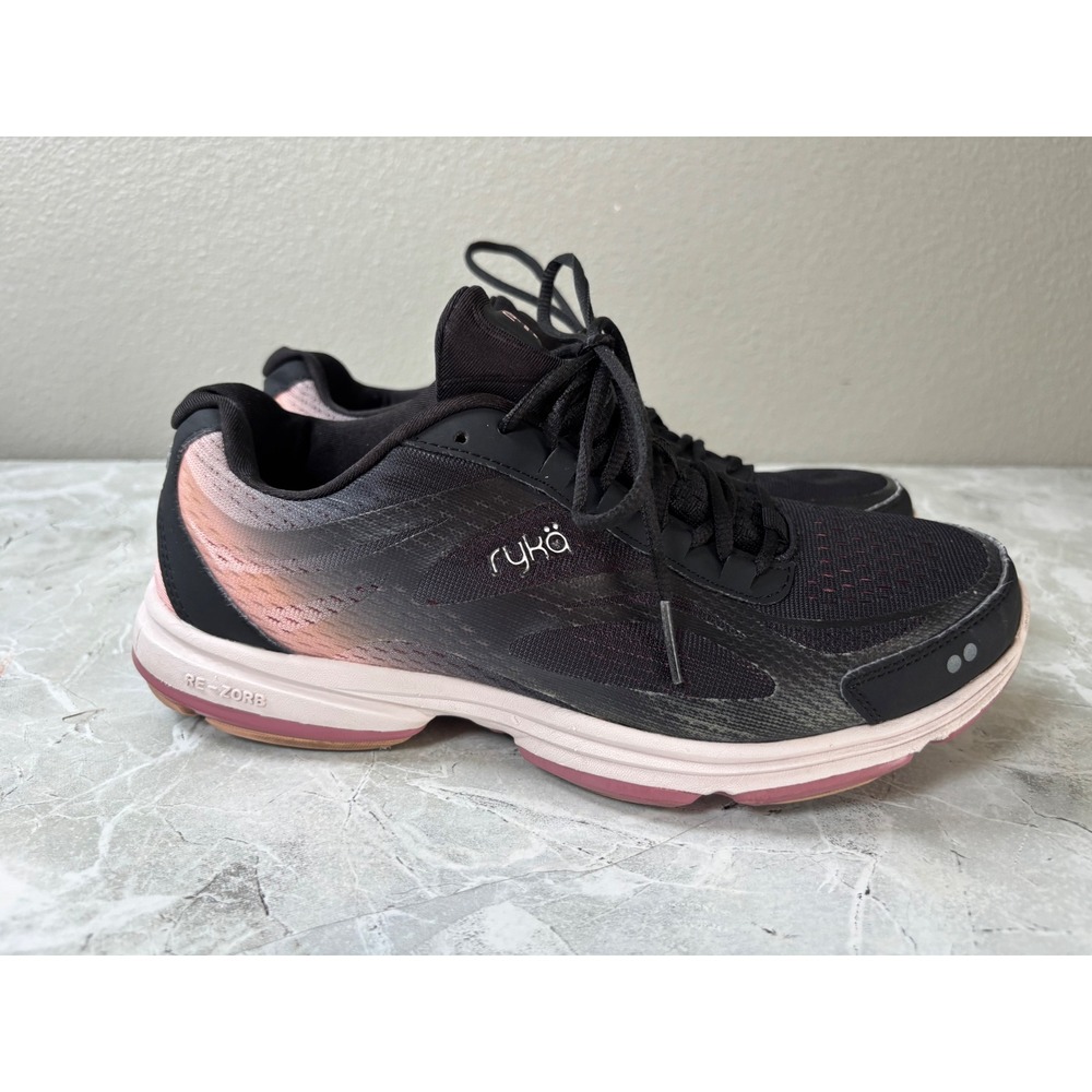 Ryka Devotion Plus 2 Womens Walking Shoes Black‎ Pink Mesh Sneakers 9M Fitnss